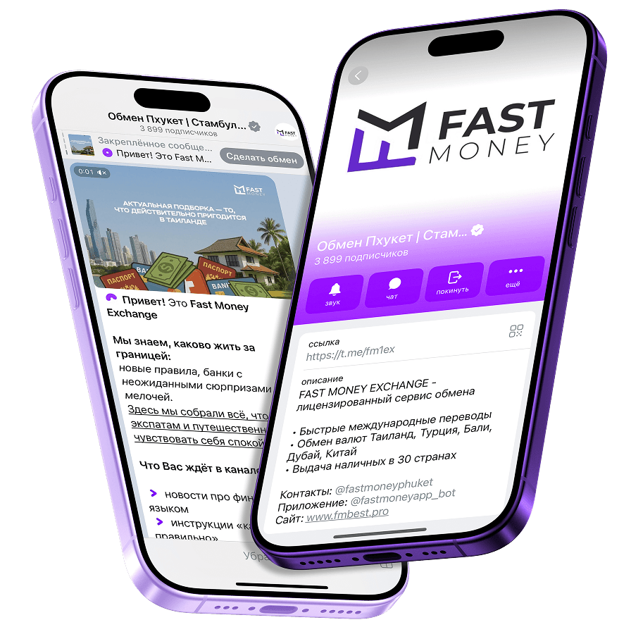 Два телефона показывают интерфейс приложения FastMoney